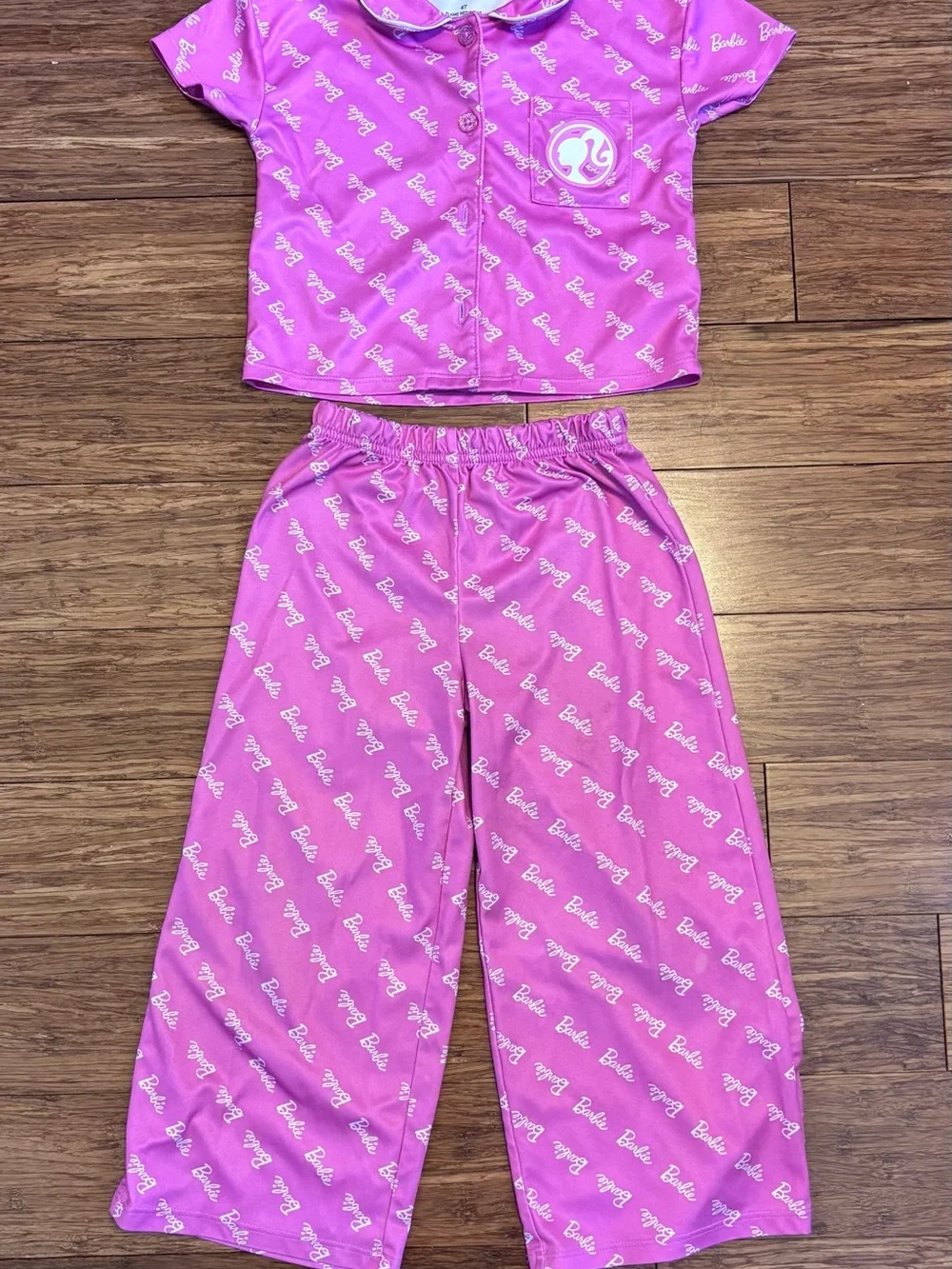Barbie Pink All-Over Logo Short-Sleeve Pajama Set